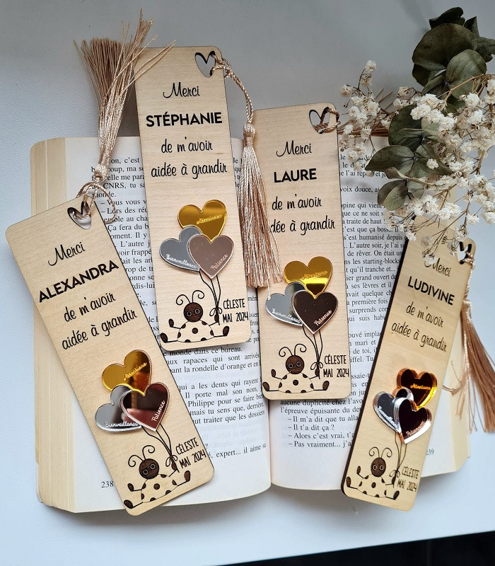 Marque pages personnalisables Maître(sse), nounous, Atsem...