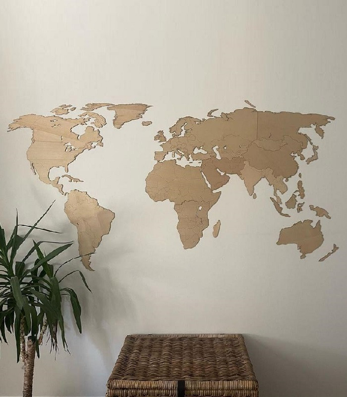Carte du Monde | Planisphère murale en bois