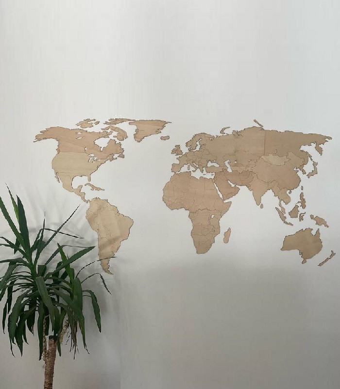 Carte du Monde | Planisphère murale en bois