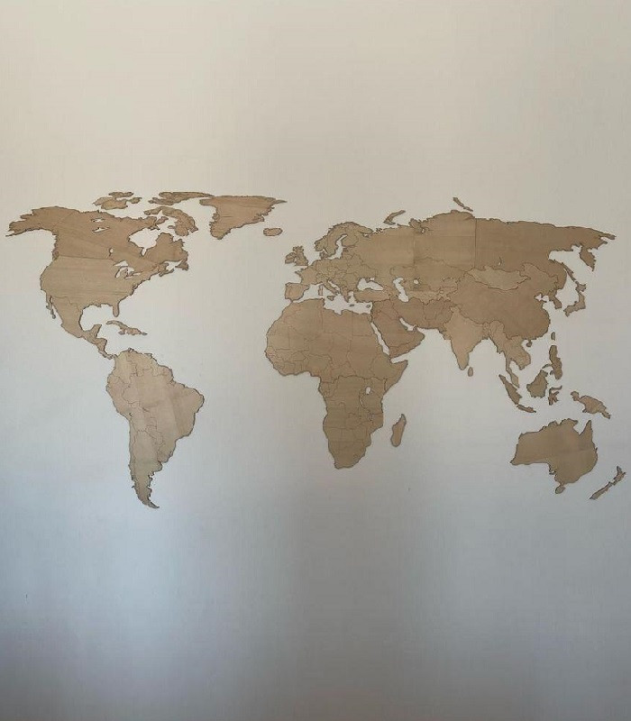 Carte du Monde | Planisphère murale en bois
