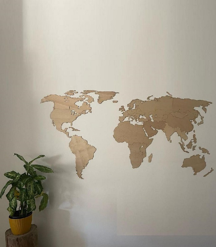 Carte du Monde | Planisphère murale en bois
