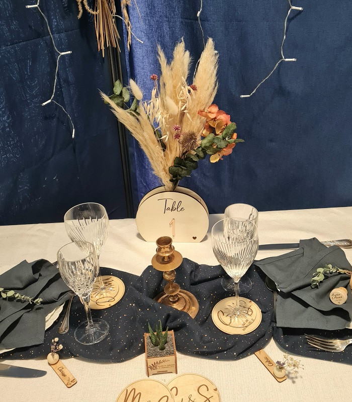 Vase "Numéro de table" - Menu mariage, anniversaire, baptême...