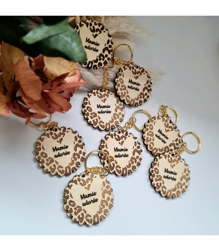 Porte clés motif léopard personnalisable