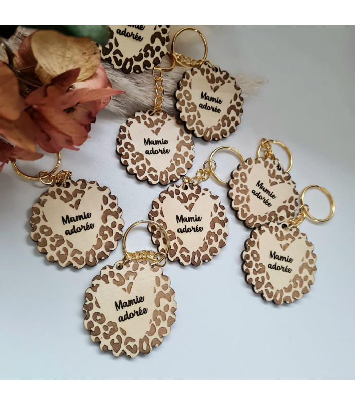 Porte clés motif léopard personnalisable