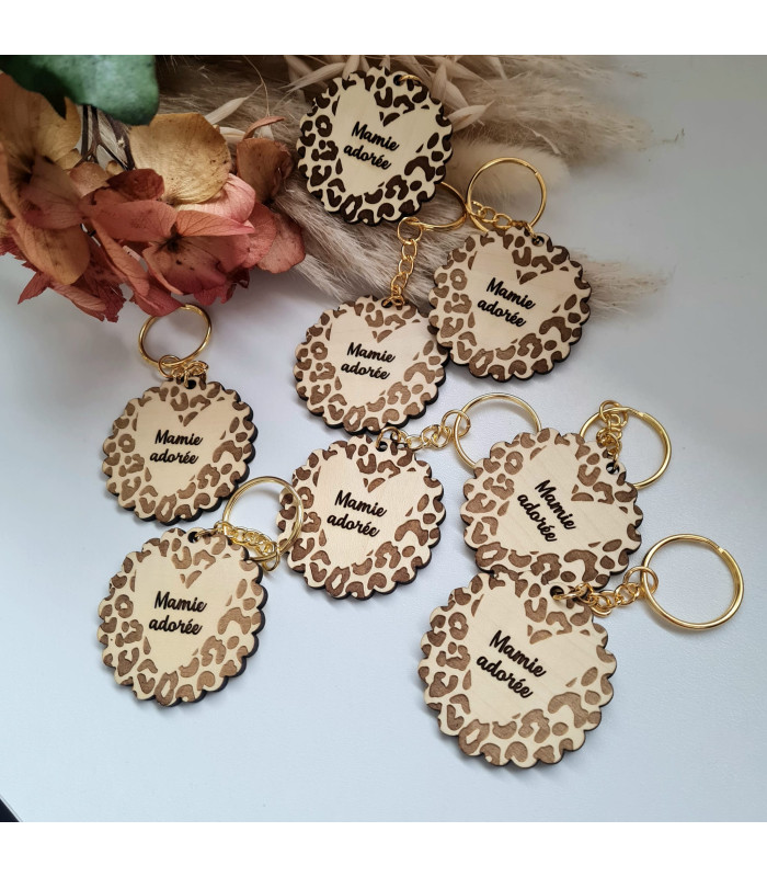 Porte clés motif léopard personnalisable