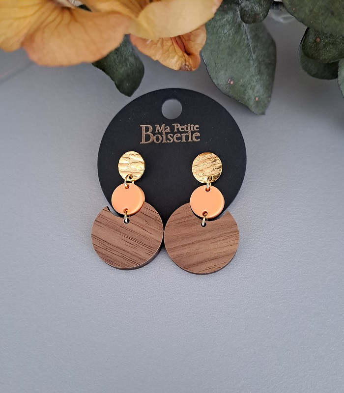 Boucles d'oreilles en bois et colorées