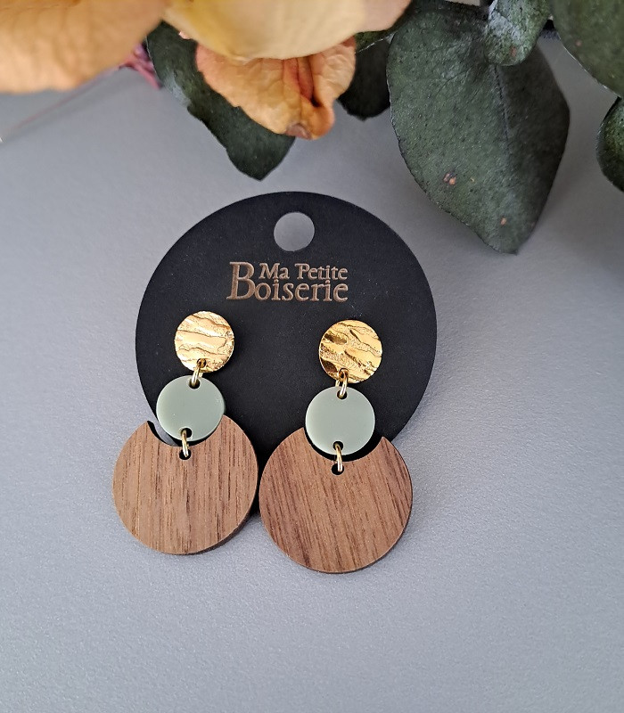 Boucles d'oreilles en bois et colorées