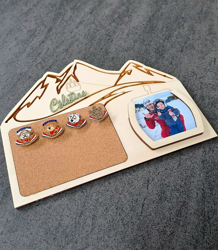Support médailles de ski avec porte photo