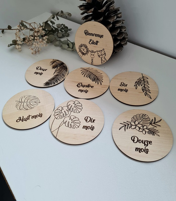 Cartes étapes bébé en bois - Jungle