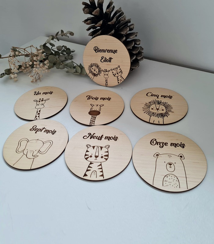 Cartes étapes bébé en bois - Jungle