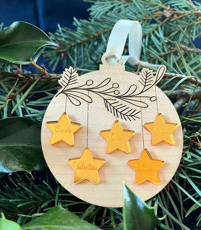 Boule de Noël Personnalisée "Etoiles" familiales