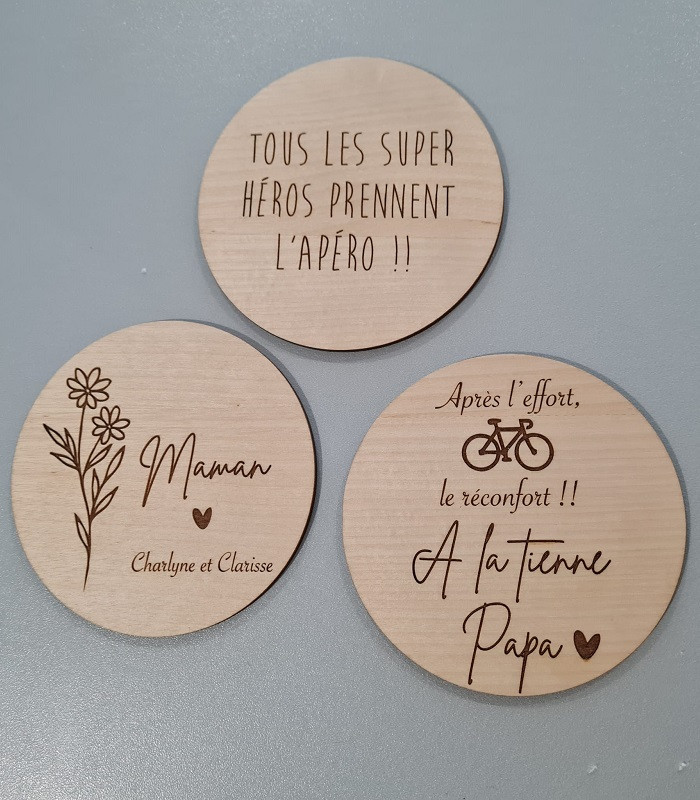 Sous verre en bois personnalisé