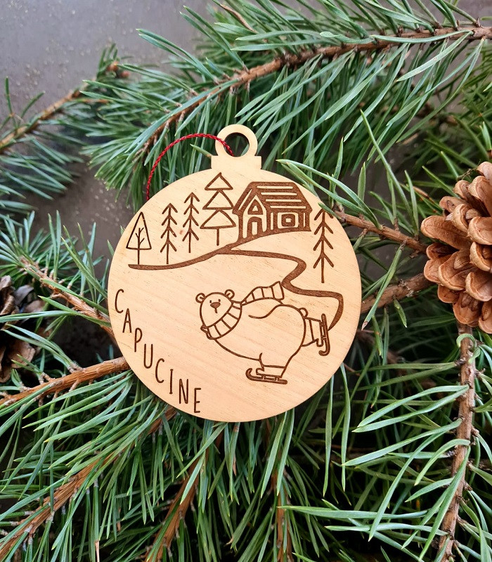 Boule de Noël "Ours qui patine"