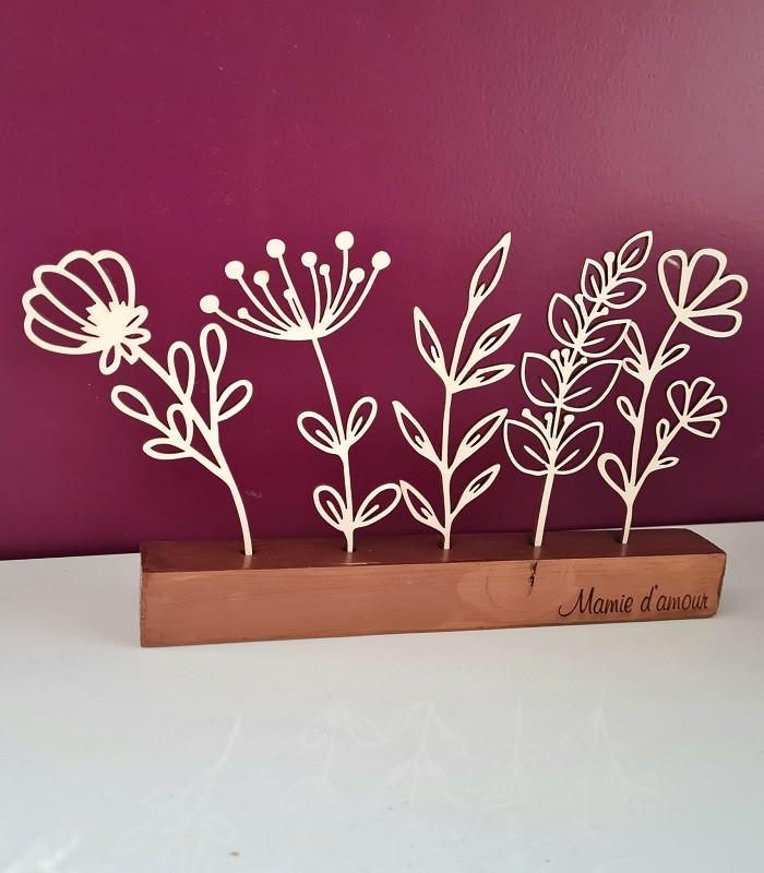 Barre de Fleurs en bois avec socle personnalisable