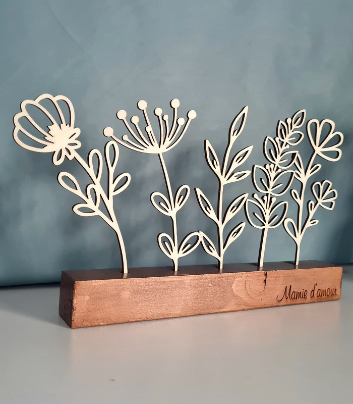 Barre de Fleurs en bois avec socle personnalisable