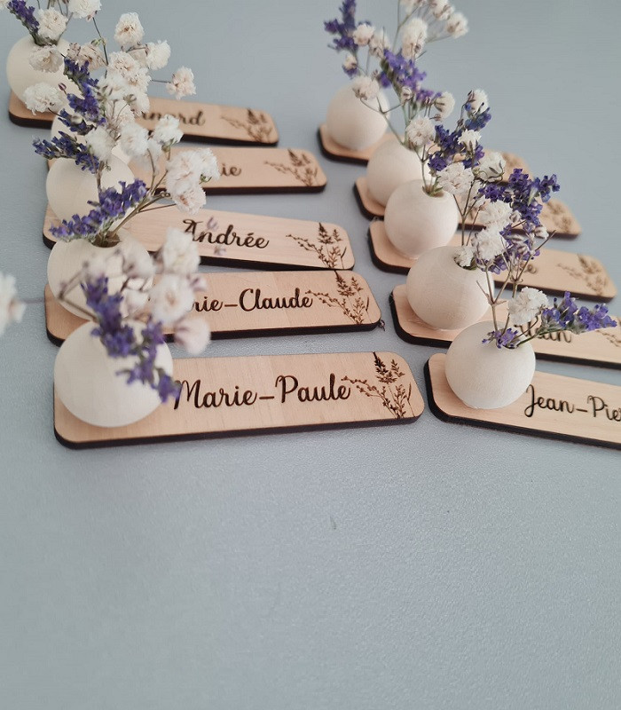 Marque place personnalisé - Fleurs séchées