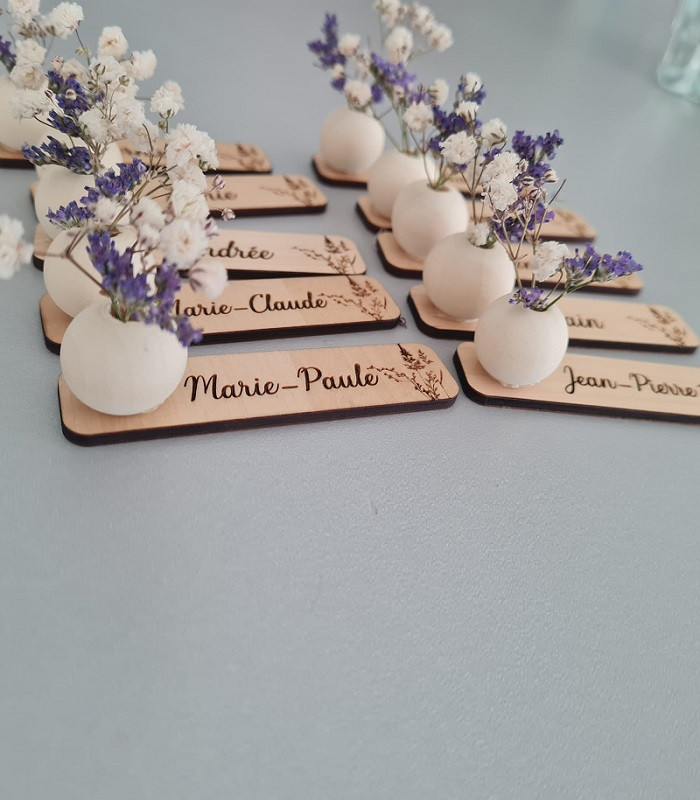 Marque place personnalisé - Fleurs séchées