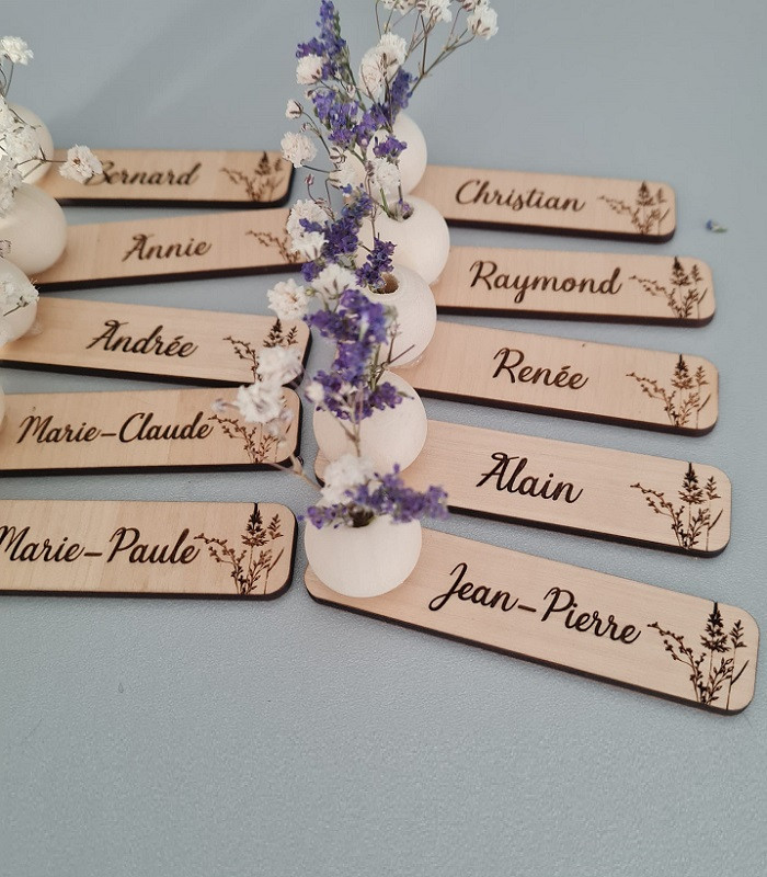 Marque place personnalisé - Fleurs séchées